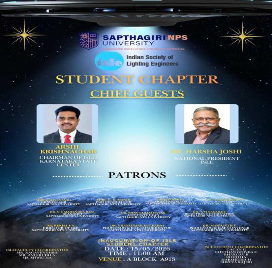 Sapthagiri NPS University Bengaluru Student Chapter — 15 May 2026
